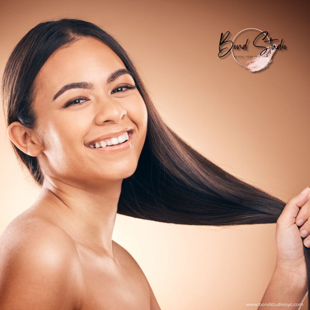 Woman holding her beautiful hair